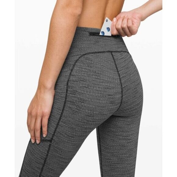 Lululemon Speed Up Tight 28" In Luon Variegated Knit Black Heathered Size 8 - Picture 3 of 10